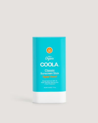 COOLA SPF 30 clear stick sunscreen in our Tropical Coconut scent