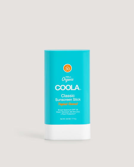 COOLA SPF 30 clear stick sunscreen in our Tropical Coconut scent