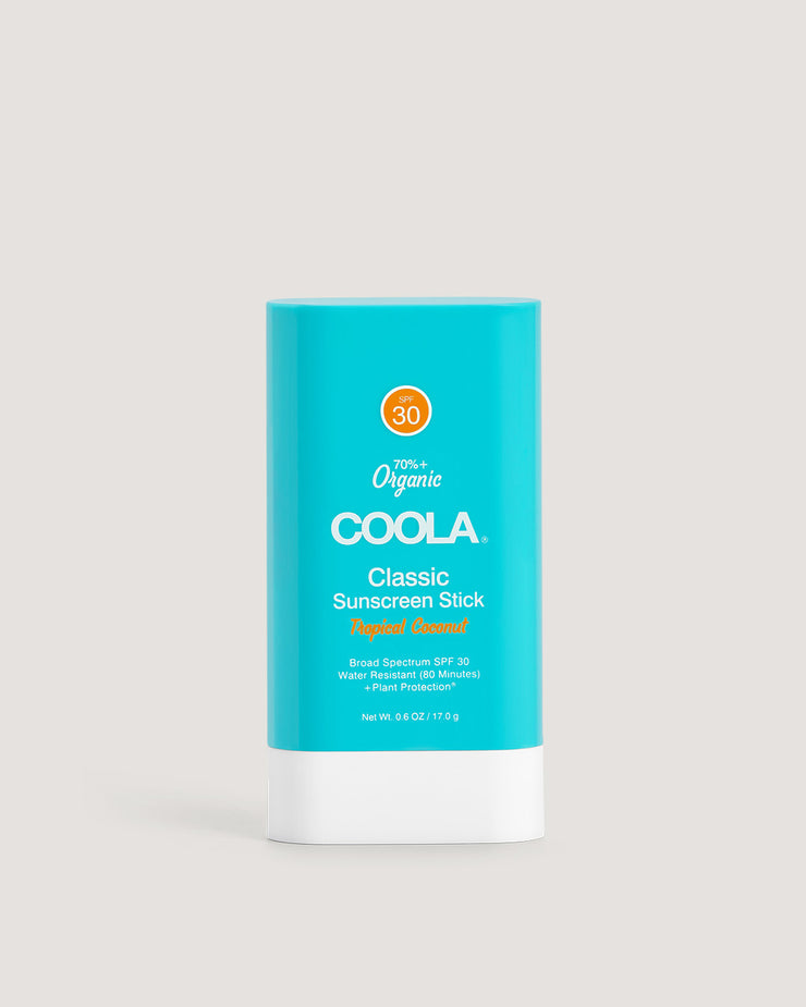 COOLA SPF 30 clear stick sunscreen in our Tropical Coconut scent