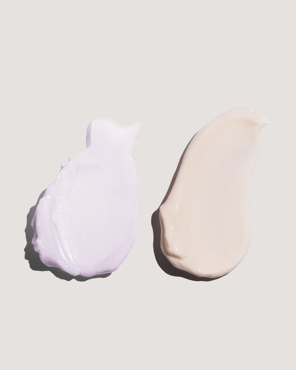 Two formula swatches on a neutral background