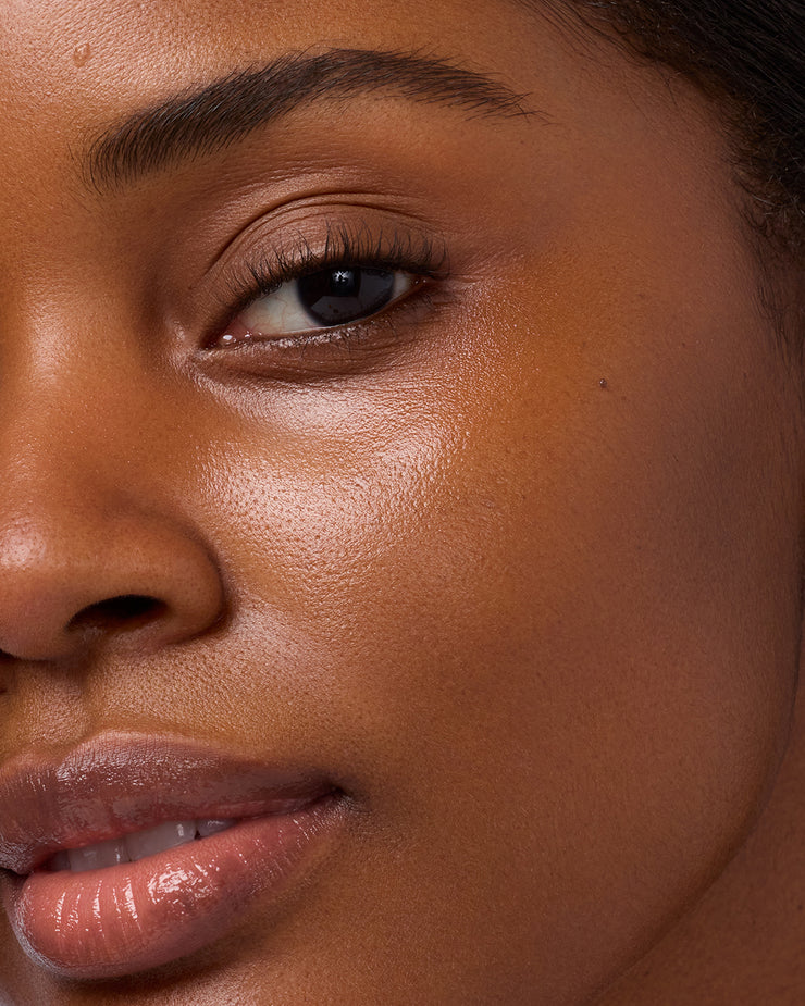 Close up of woman with hydrated skin
