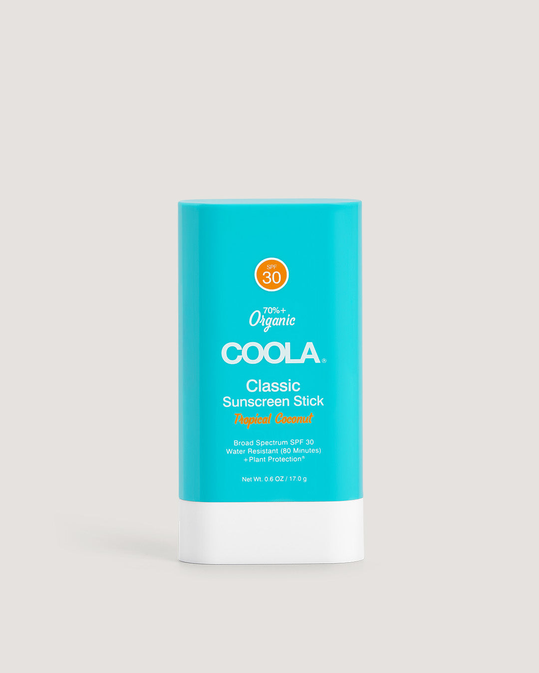 COOLA SPF 30 clear stick sunscreen in our Tropical Coconut scent
