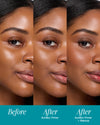 Before and After comparison of a woman's face with SunBlur Primer and SunBlur Primer + Makeup.